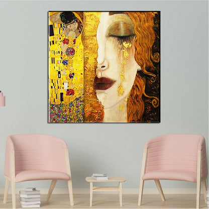 Frendorf | Art Nouveau Fantasie Figuren Malerei Leinwand Texturiert Braun Wanddekoration für Gästezimmer