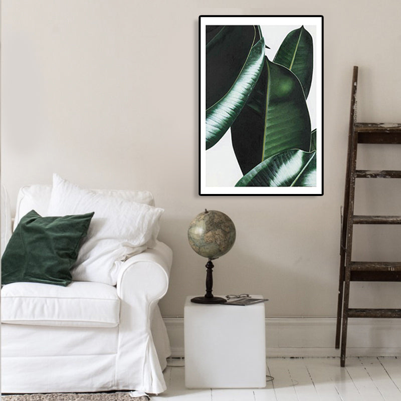 Frendorf | Nordic Fotografien Blätter Kunstdruck Jungen Schlafzimmer Wanddekoration in Grün auf Weiß, Texturiert