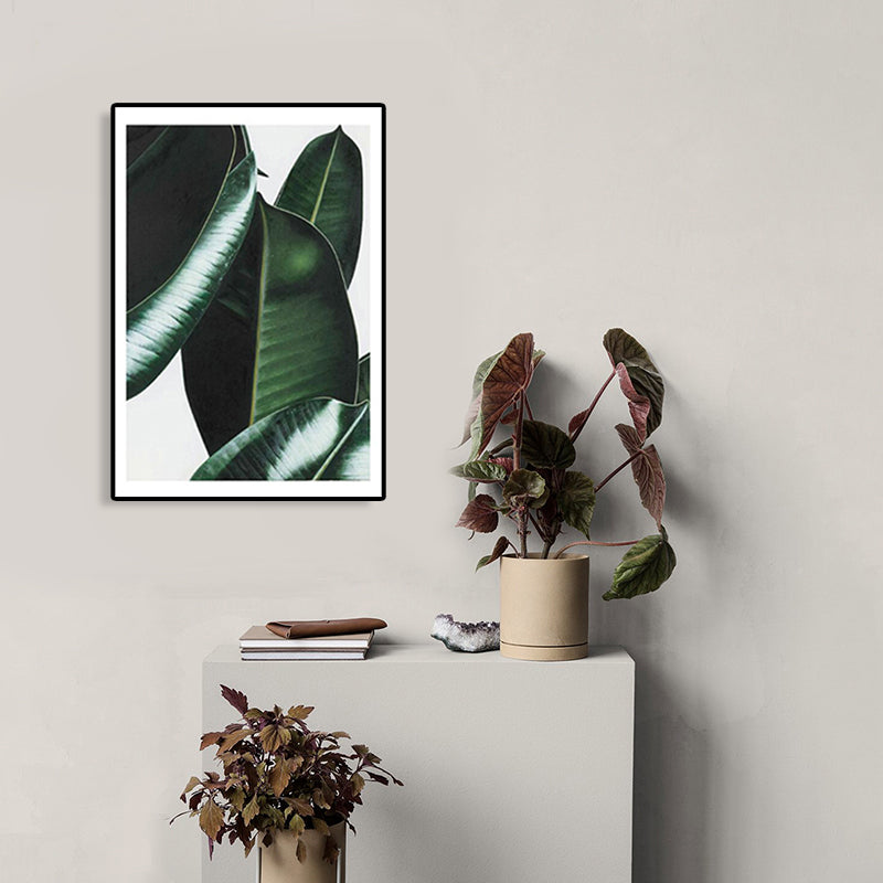 Frendorf | Nordic Fotografien Blätter Kunstdruck Jungen Schlafzimmer Wanddekoration in Grün auf Weiß, Texturiert