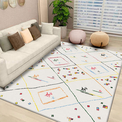 Frendorf | Bohemian Tribal Muster Teppich Hellgelb und Beige Polyester Teppich Rutschfeste Unterlage Waschbar Haustierfreundlich Teppich für Zuhause