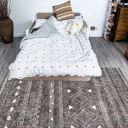 Frendorf | Witte en zwarte boheemse tapijt Polyester gestreept patroon tapijt huisdiervriendelijk wasbaar antislip achtergrond tapijt voor decoratie
