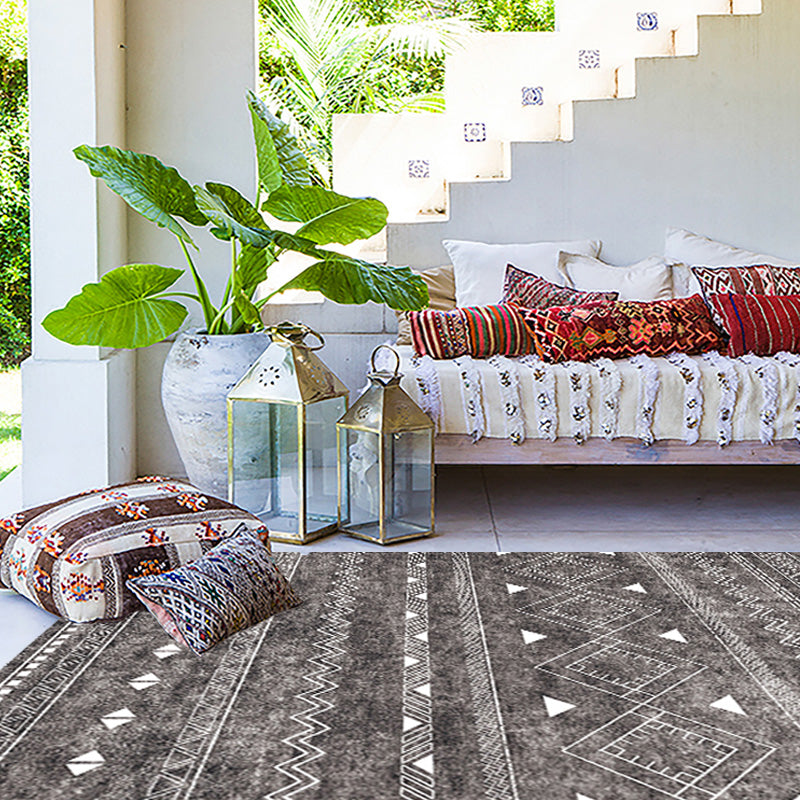 Frendorf | Witte en zwarte boheemse tapijt Polyester gestreept patroon tapijt huisdiervriendelijk wasbaar antislip achtergrond tapijt voor decoratie
