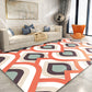 Frendorf | Marokkanisches geometrisches Muster Teppich in Orange und Braun, Polyester Teppich, waschbar, haustierfreundlich, rutschfest, Bereichsteppich für das Wohnzimmer