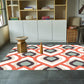 Frendorf | Marokkanisches geometrisches Muster Teppich in Orange und Braun, Polyester Teppich, waschbar, haustierfreundlich, rutschfest, Bereichsteppich für das Wohnzimmer