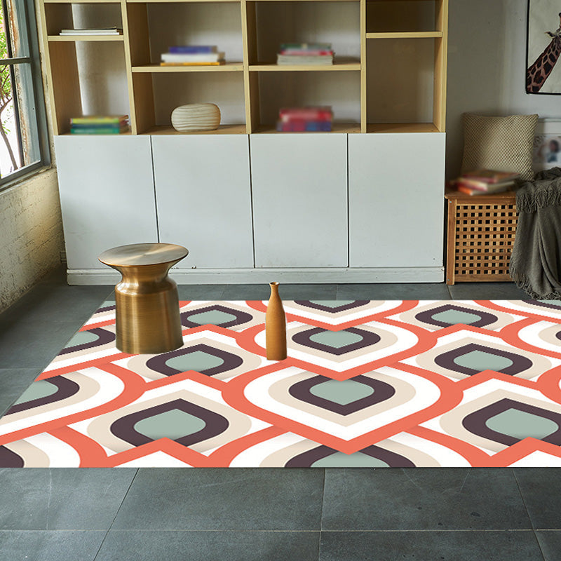 Frendorf | Marokkanisches geometrisches Muster Teppich in Orange und Braun, Polyester Teppich, waschbar, haustierfreundlich, rutschfest, Bereichsteppich für das Wohnzimmer