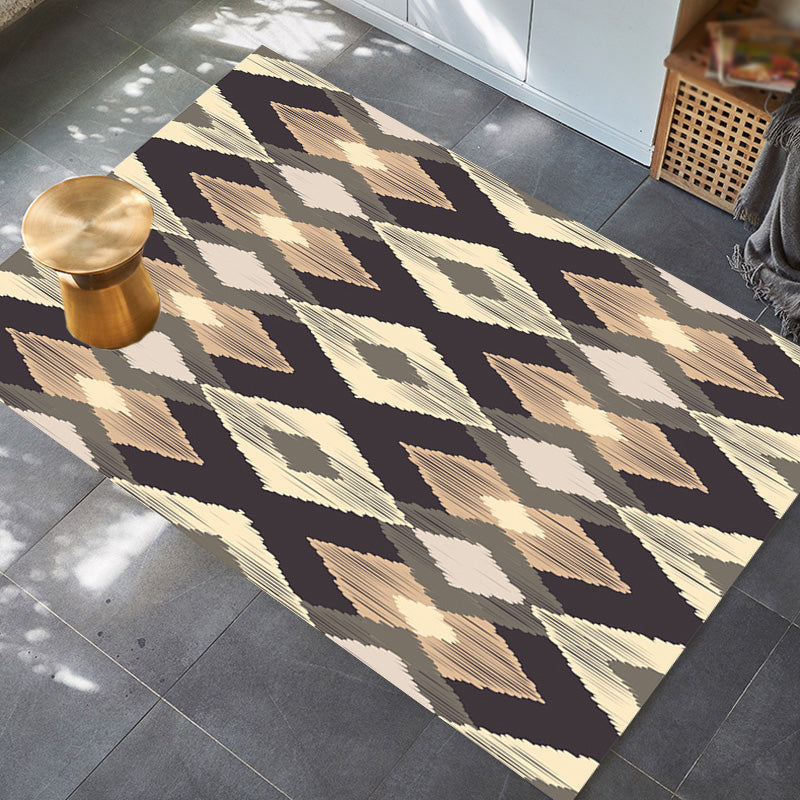 Frendorf | Marokkanisches geometrisches Muster Teppich in Orange und Braun, Polyester Teppich, waschbar, haustierfreundlich, rutschfest, Bereichsteppich für das Wohnzimmer