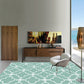 Retro geometrisches Blumenmuster Teppich Blau und Grün Südwest Teppich Polyester haustierfreundlich rutschfeste Rückseite waschbarer Teppich für das Wohnzimmer