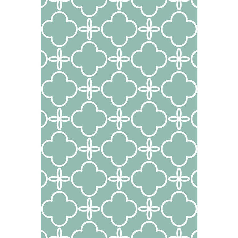 Retro geometrisches Blumenmuster Teppich Blau und Grün Südwest Teppich Polyester haustierfreundlich rutschfeste Rückseite waschbarer Teppich für das Wohnzimmer