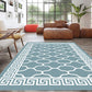 Retro geometrisches Blumenmuster Teppich Blau und Grün Südwest Teppich Polyester haustierfreundlich rutschfeste Rückseite waschbarer Teppich für das Wohnzimmer