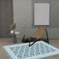 Retro geometrisches Blumenmuster Teppich Blau und Grün Südwest Teppich Polyester haustierfreundlich rutschfeste Rückseite waschbarer Teppich für das Wohnzimmer