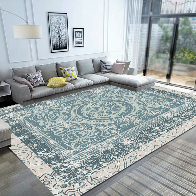 Frendorf | Groene Marokkaanse Tapijt Polyester Medaillonpatroon Tapijt huisdier vriendelijk wasbaar antislip achterzijde Tapijt voor decoratie