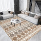 Bohemian Tribal Geometrisches Muster Teppich Orange und Gelb Polyester Teppich Waschbar Haustierfreundlich Rutschfester Teppich für Wohnzimmer