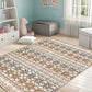 Bohemian Tribal Geometrisches Muster Teppich Orange und Gelb Polyester Teppich Waschbar Haustierfreundlich Rutschfester Teppich für Wohnzimmer