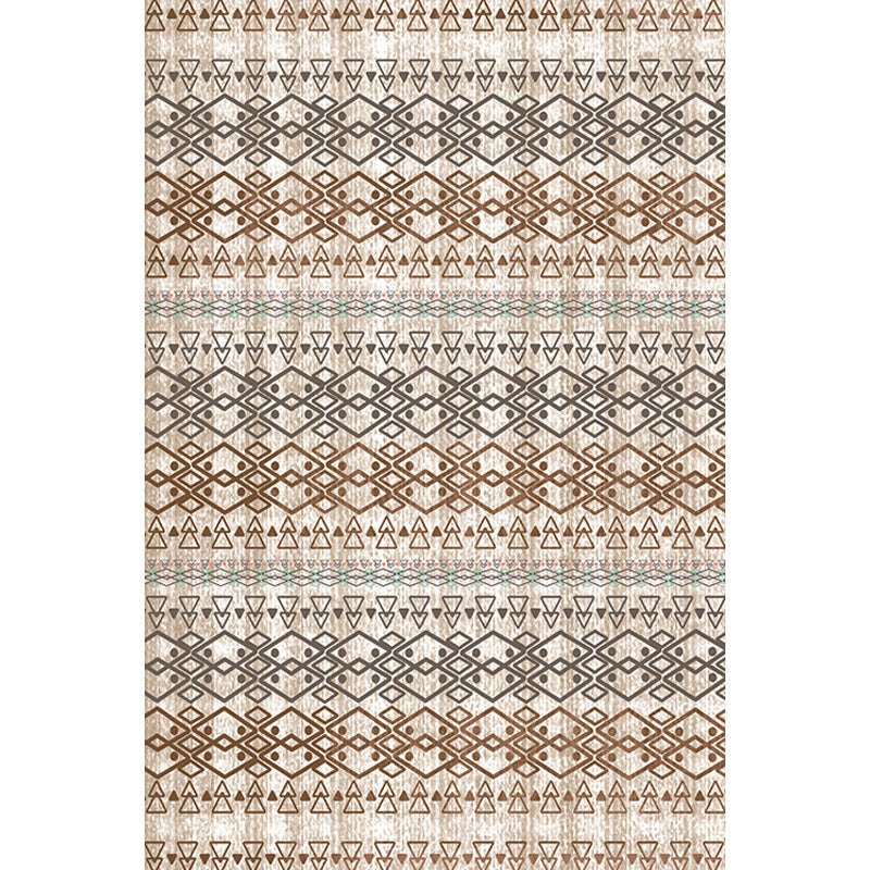 Bohemian Tribal Geometrisches Muster Teppich Orange und Gelb Polyester Teppich Waschbar Haustierfreundlich Rutschfester Teppich für Wohnzimmer
