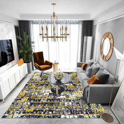 Bohemian Tribal Geometrisches Muster Teppich Orange und Gelb Polyester Teppich Waschbar Haustierfreundlich Rutschfester Teppich für Wohnzimmer