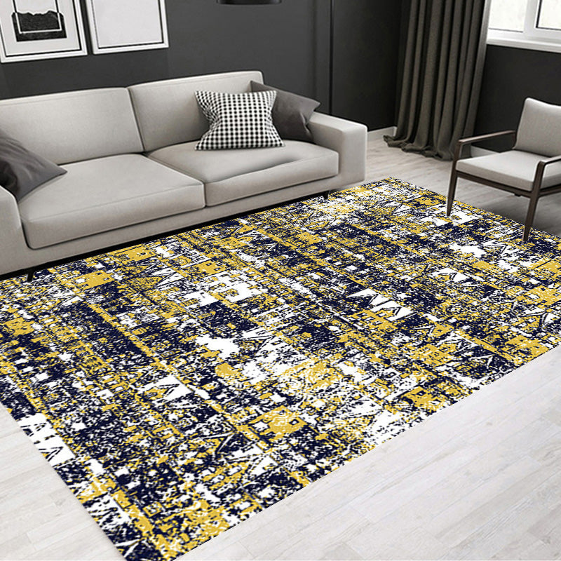Bohemian Tribal Geometrisches Muster Teppich Orange und Gelb Polyester Teppich Waschbar Haustierfreundlich Rutschfester Teppich für Wohnzimmer