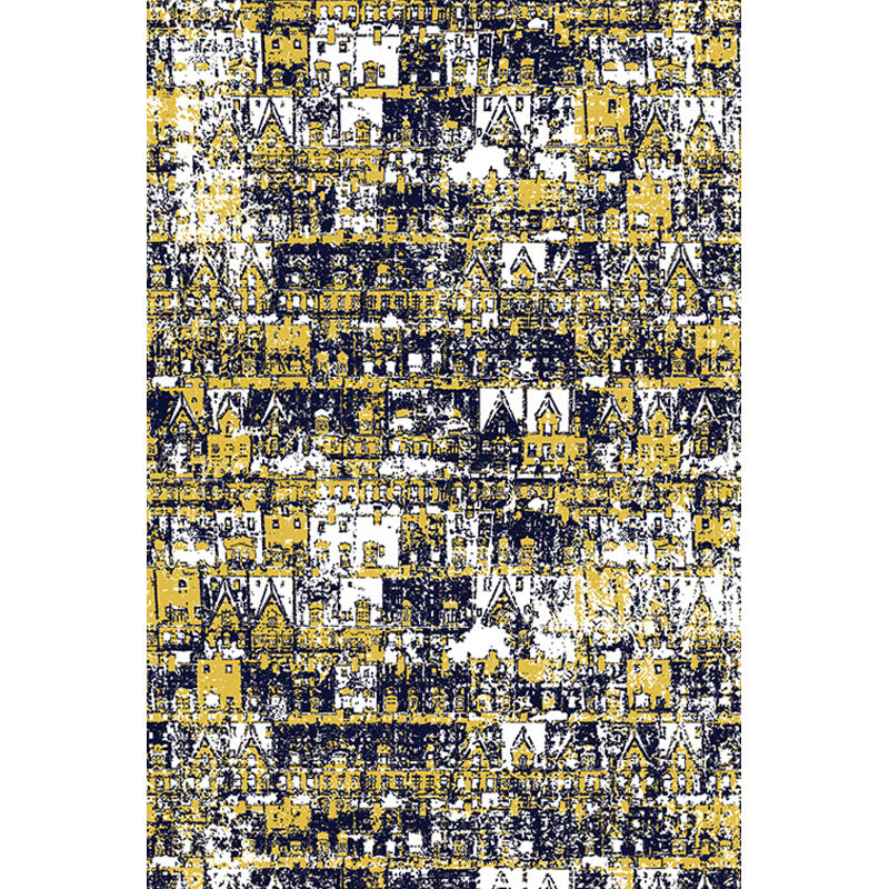 Frendorf | Bohemian Tribal Geometrisches Muster Teppich Orange und Gelb Polyester Teppich Waschbar Tierfreundlich Rutschfester Teppich für das Wohnzimmer