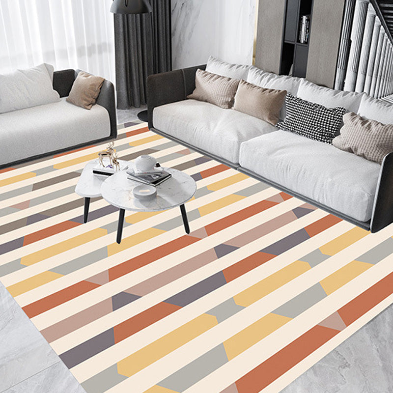 Bohemian Tribal Geometrisches Muster Teppich Orange und Gelb Polyester Teppich Waschbar Haustierfreundlich Rutschfester Teppich für Wohnzimmer