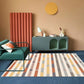 Bohemian Tribal Geometrisches Muster Teppich Orange und Gelb Polyester Teppich Waschbar Haustierfreundlich Rutschfester Teppich für Wohnzimmer
