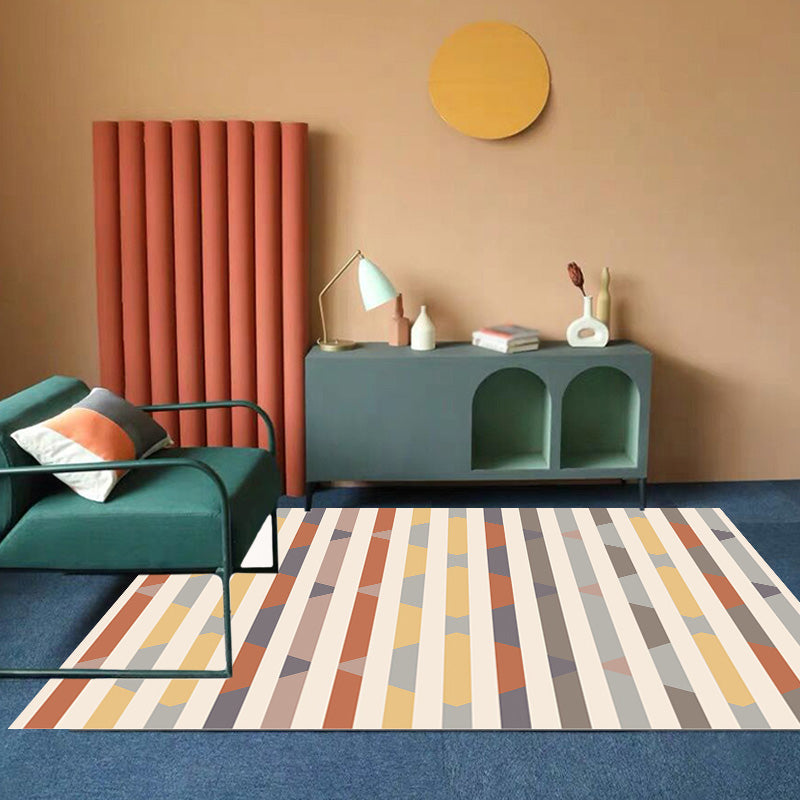Bohemian Tribal Geometrisches Muster Teppich Orange und Gelb Polyester Teppich Waschbar Haustierfreundlich Rutschfester Teppich für Wohnzimmer