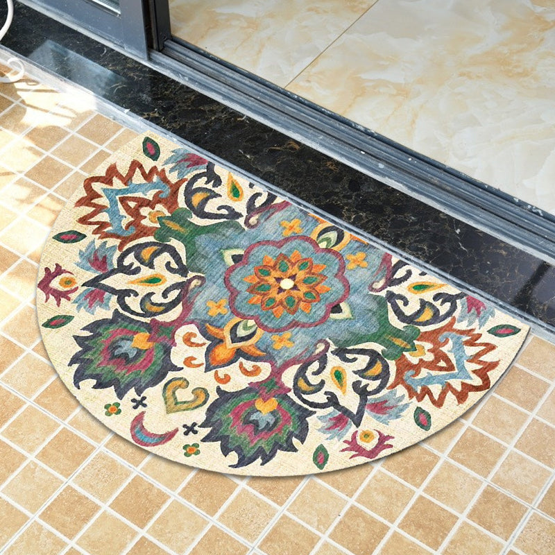 Frendorf | Bohemian Floral Pattern Teppich Multicolor Polyester Teppich Maschinenwaschbar Rutschfeste Rückseite Teppich für Wohnzimmer