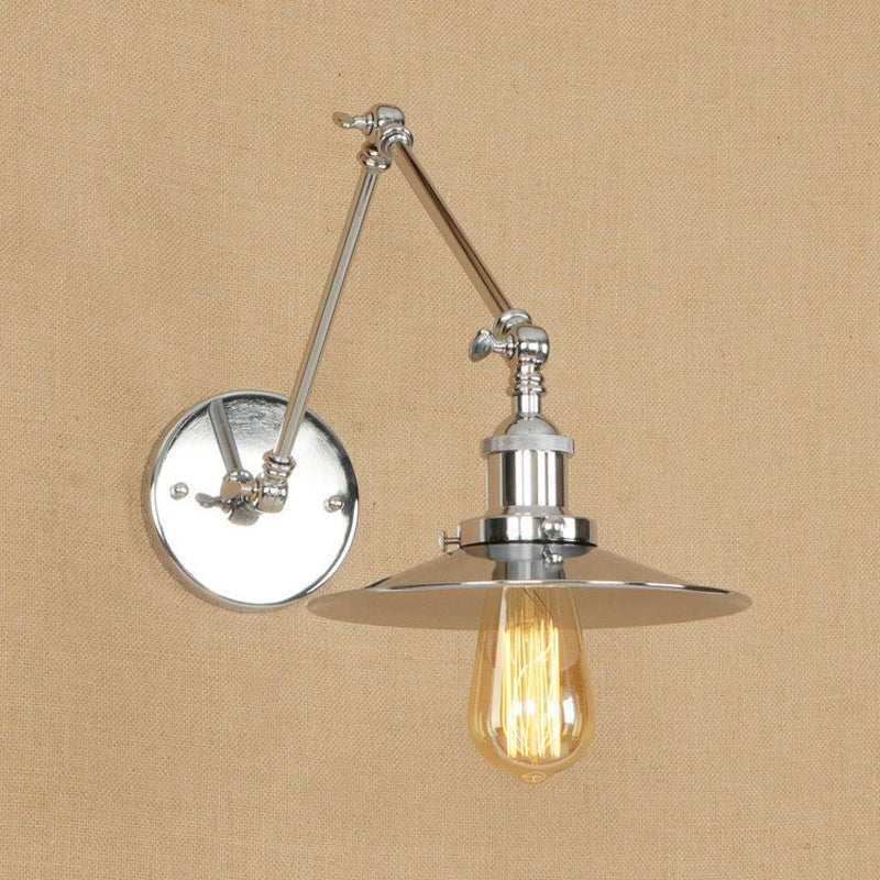 Frendorf | Vintage Stijlvolle Schotel Wandlamp 1 Licht Metaal Wandmontage Lamp met Slingerarm in Messing/Koper