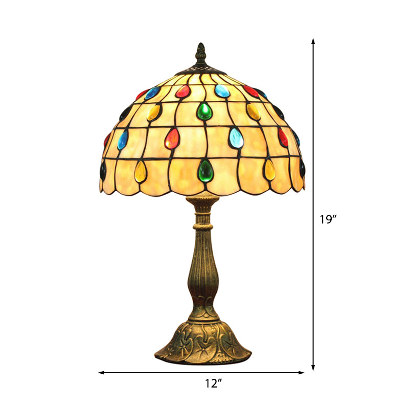 Frendorf | OpalGlow - Breite Muschelschale Tischlampe mit Tropfen Schmuck