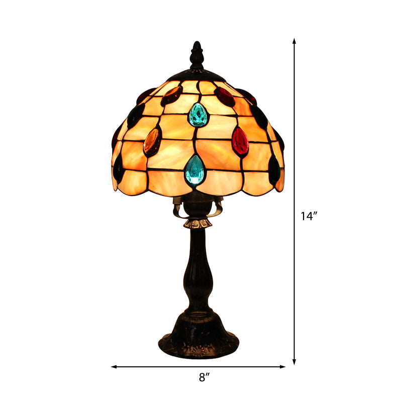 Frendorf | OpalGlow - Breite Muschelschale Tischlampe mit Tropfen Schmuck