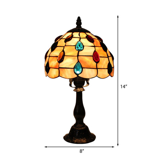 Frendorf | OpalGlow - Breite Muschelschale Tischlampe mit Tropfen Schmuck