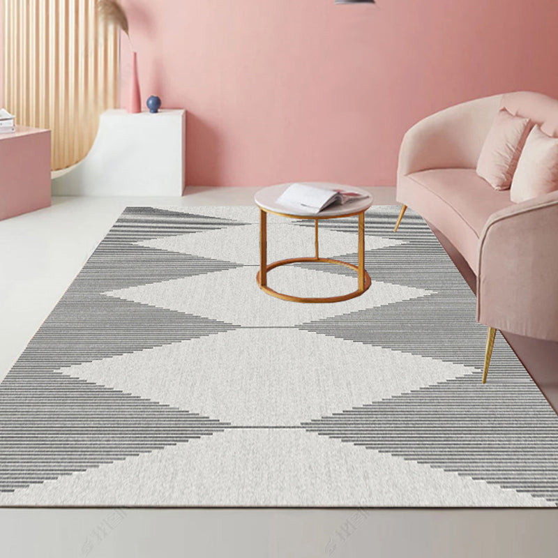Frendorf | Modernistisch gestreept patroon tapijt lichtgrijs en roze polyester tapijt met antislip achterkant wasbaar huisdiervriendelijk vloerkleed voor thuis