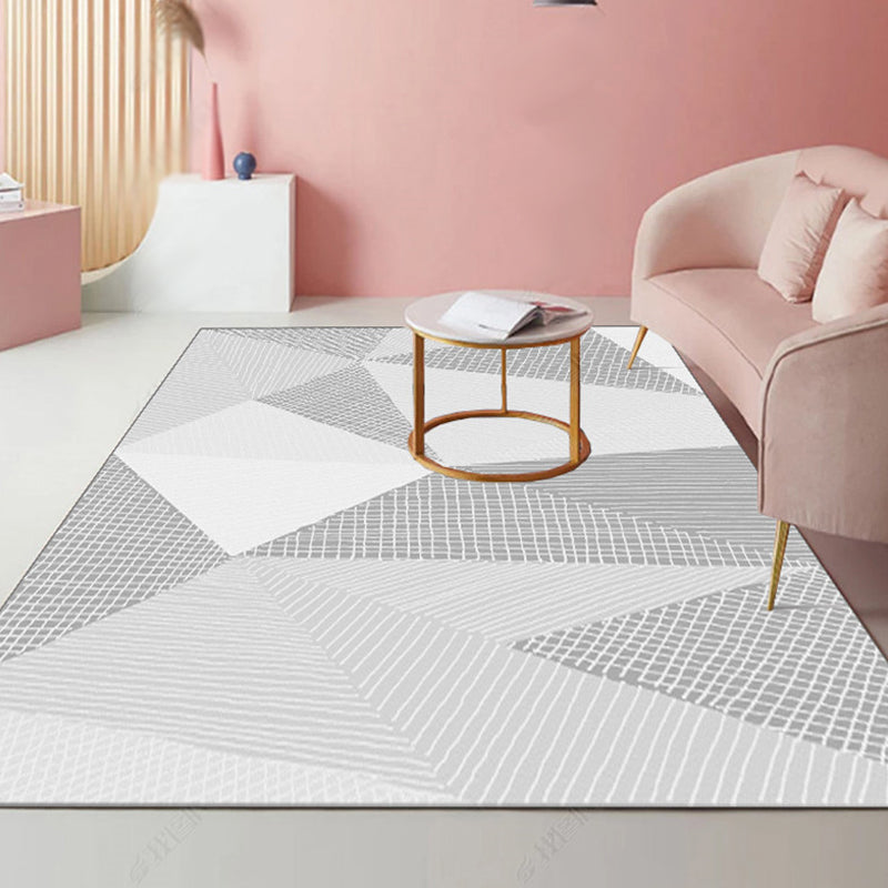 Frendorf | Modernistisch gestreept patroon tapijt lichtgrijs en roze polyester tapijt met antislip achterkant wasbaar huisdiervriendelijk vloerkleed voor thuis