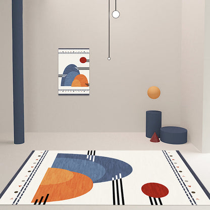 Frendorf | Blaues Bergmuster Teppich Polyester Orientalischer Teppich Waschbar Rutschfest Haustierfreundlicher Teppich für Wohnzimmer