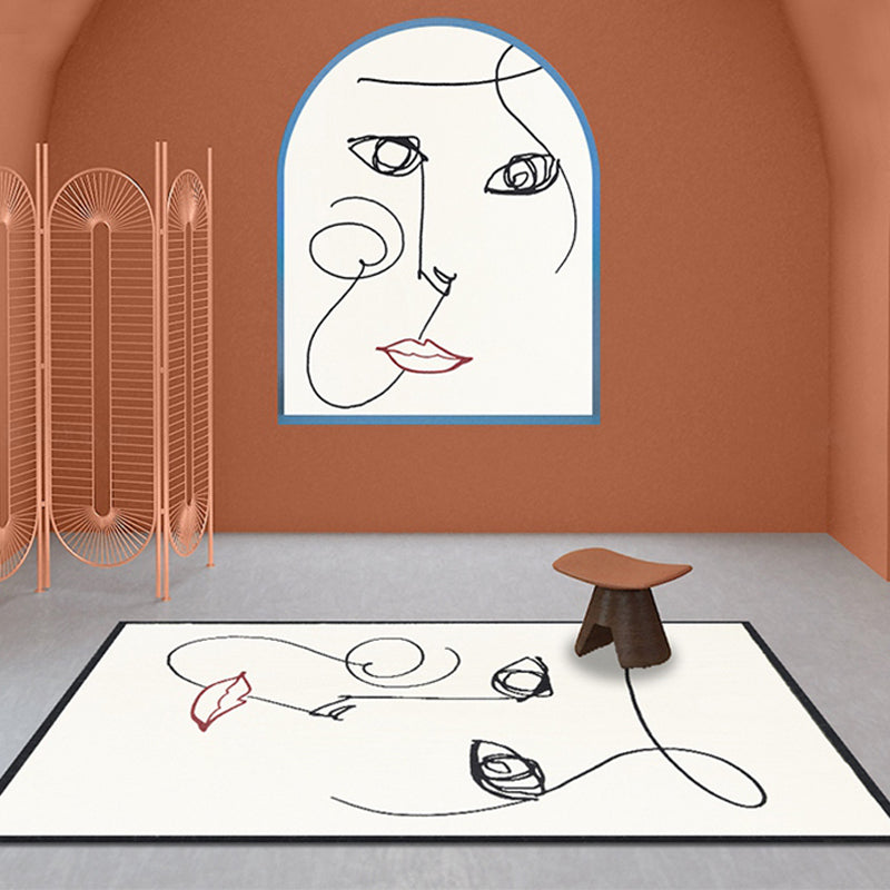 Frendorf | Beige Abstrakter Teppich Polyester Moderner Teppich Waschbar Rutschfest Haustierfreundlicher Bereichsteppich für das Wohnzimmer