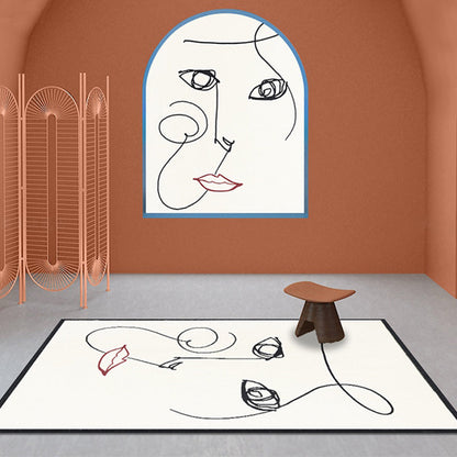 Frendorf | Beige Abstrakter Teppich Polyester Moderner Teppich Waschbar Rutschfest Haustierfreundlicher Bereichsteppich für das Wohnzimmer