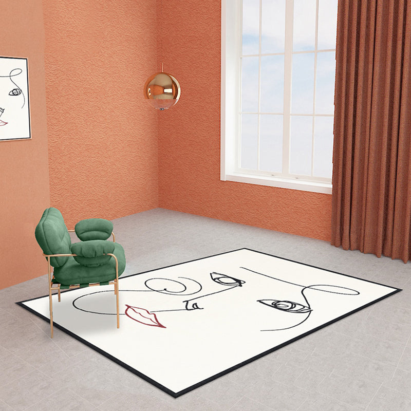 Frendorf | Beige Abstrakter Teppich Polyester Moderner Teppich Waschbar Rutschfest Haustierfreundlicher Bereichsteppich für das Wohnzimmer