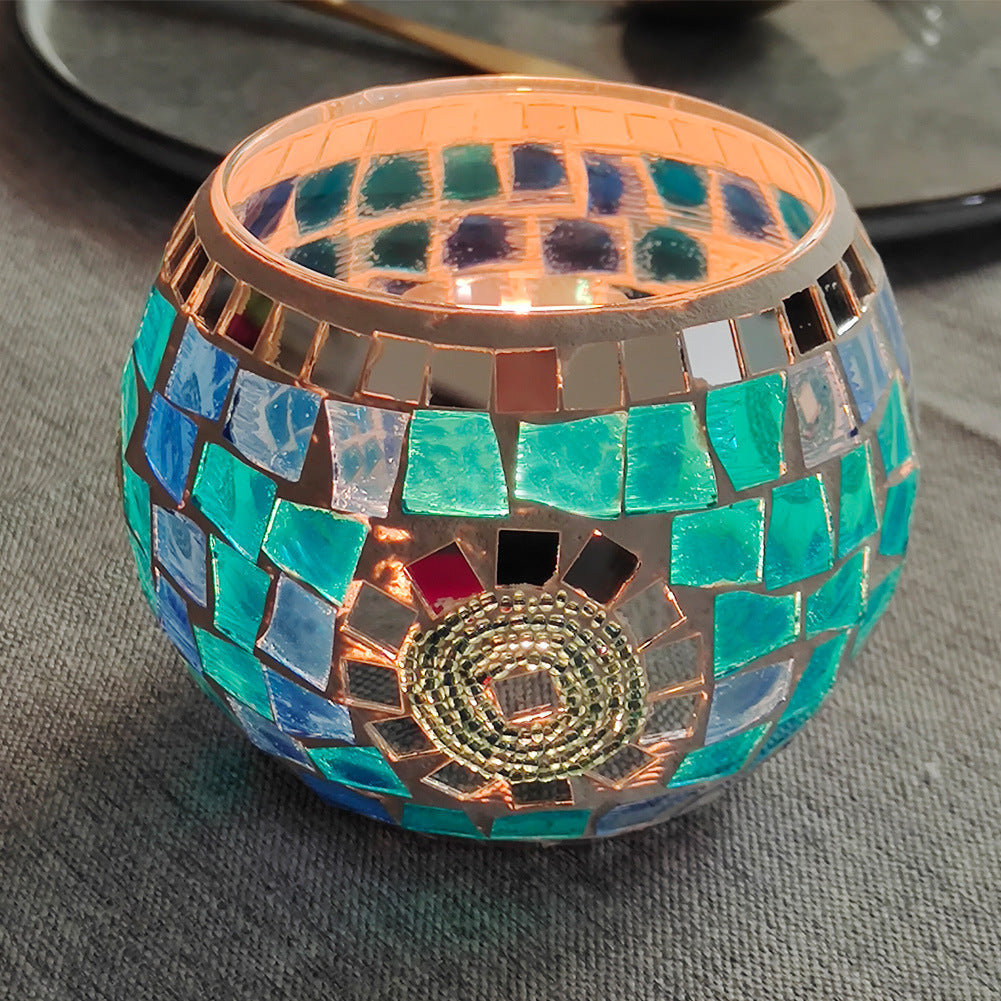 Frendorf Europäischer Retro Glas Mosaik Teelichthalter