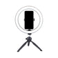 Frendorf | Kreis Make-Up Beleuchtung Modern Metall Handyhalter LED Fill Lampe in Schwarz mit Stativ Design