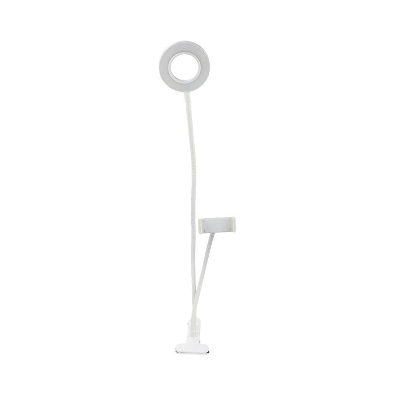 Frendorf | Metalen Ronde USB Spiegel Lamp Simpliciteit Zwart/Wit Afwerking Draagbare LED Vulfverlichting met Flexibele Arm