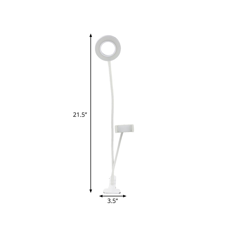 Frendorf | Metalen Ronde USB Spiegel Lamp Simpliciteit Zwart/Wit Afwerking Draagbare LED Vulfverlichting met Flexibele Arm
