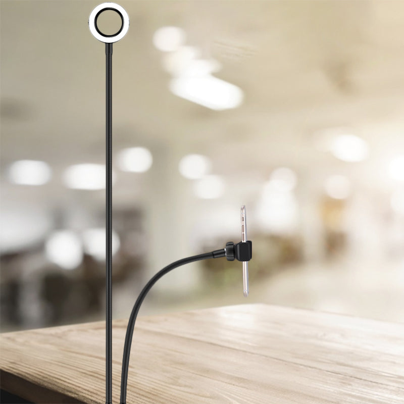 Frendorf | Metalen Ronde USB Spiegel Lamp Simpliciteit Zwart/Wit Afwerking Draagbare LED Vulfverlichting met Flexibele Arm