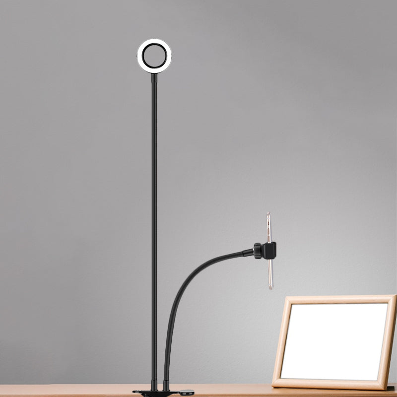 Frendorf | Metalen Ronde USB Spiegel Lamp Simpliciteit Zwart/Wit Afwerking Draagbare LED Vulfverlichting met Flexibele Arm