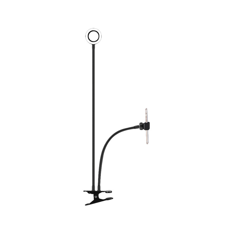 Frendorf | Metalen Ronde USB Spiegel Lamp Simpliciteit Zwart/Wit Afwerking Draagbare LED Vulfverlichting met Flexibele Arm