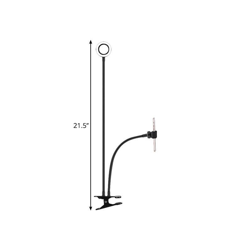 Frendorf | Metalen Ronde USB Spiegel Lamp Simpliciteit Zwart/Wit Afwerking Draagbare LED Vulfverlichting met Flexibele Arm