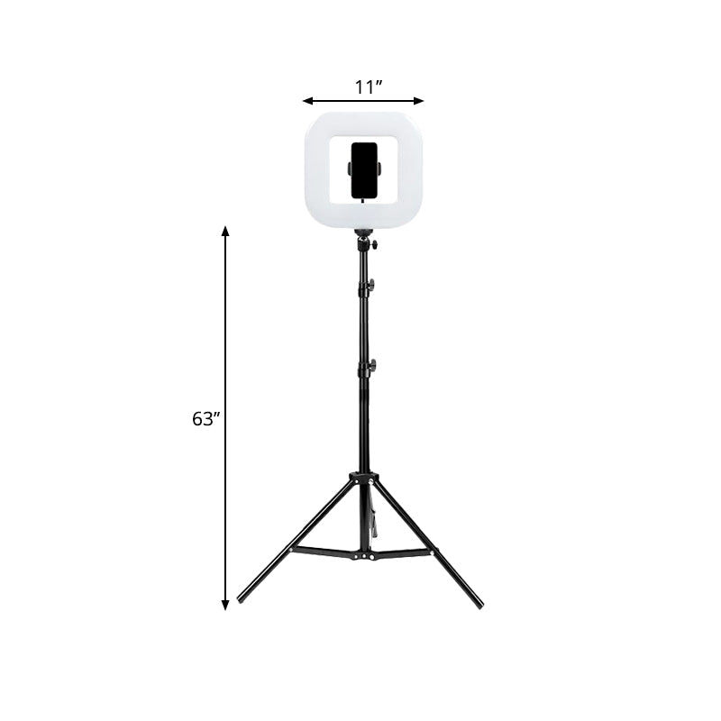 Frendorf | Metallisch Quadratische LED Füllblitzlampe Moderne Schwarze USB Make-up Lampe mit Stativhalterung