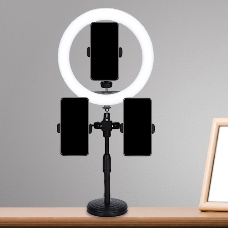 Frendorf | Minimale LED Spiegel Lampe Schwarze Ausführung Runde USB Füllblitzlicht mit Metallic-Schirm