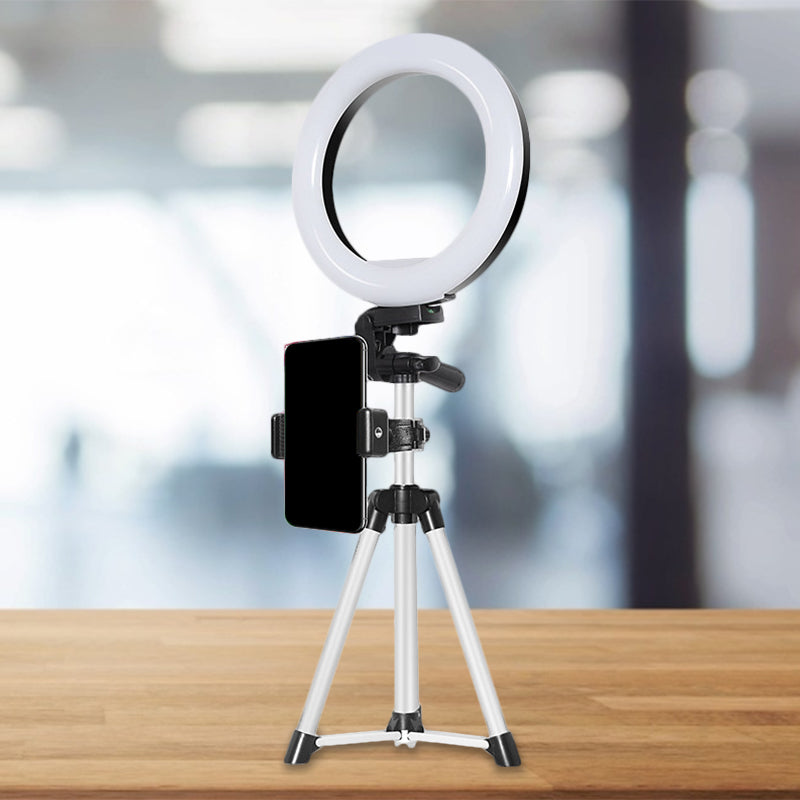 Frendorf | Kreis Metallic Vanity Beleuchtung Moderner Stil Schwarz USB LED Fill Flash Licht mit Stativ Design