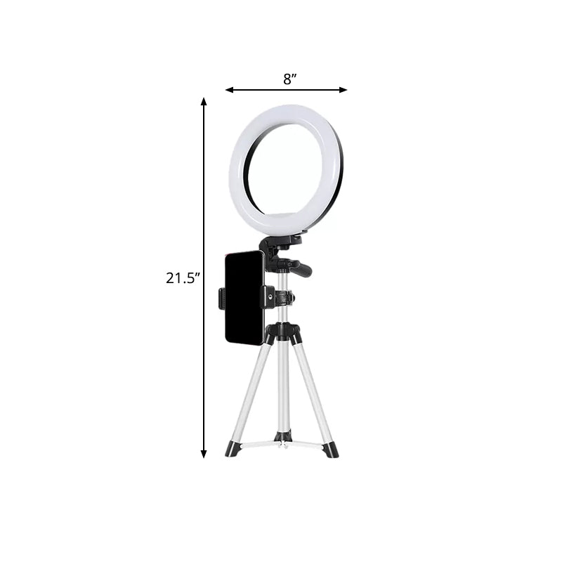 Frendorf | Kreis Metallic Vanity Beleuchtung Moderner Stil Schwarz USB LED Fill Flash Licht mit Stativ Design