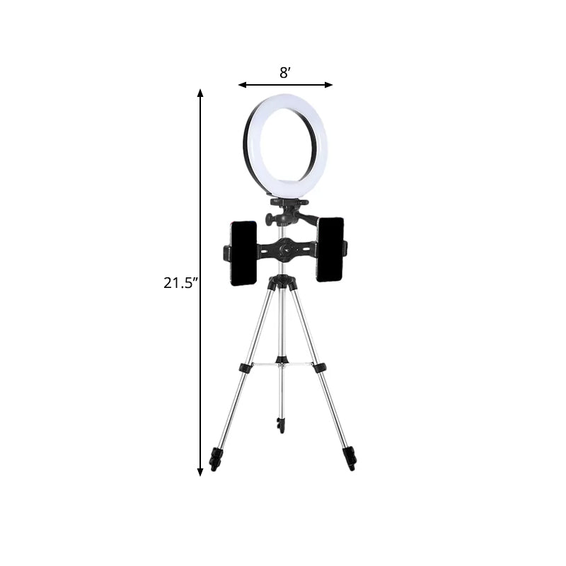 Frendorf | Kreis Metallic Vanity Beleuchtung Moderner Stil Schwarz USB LED Fill Flash Licht mit Stativ Design