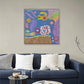 Sonnenzeichnung Wanddekoration Bunt Funky Leinwand Wandkunst für Teenagerzimmer, Texturiert