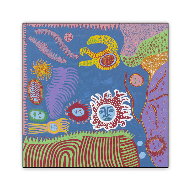 Sonnenzeichnung Wanddekoration Bunt Funky Leinwand Wandkunst für Teenagerzimmer, Texturiert